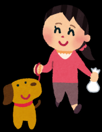 犬の散歩している女