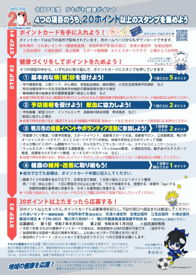 かもがわ健康ポイントチラシの裏面の画像