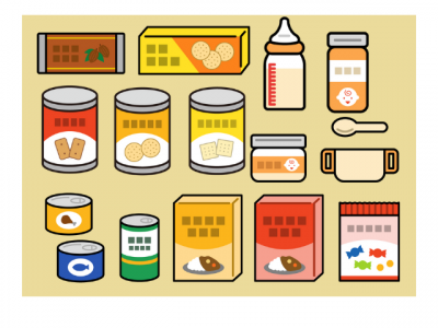 備蓄の食料品イラスト