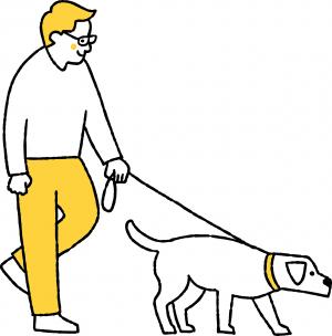 犬を散歩する男性のイラスト