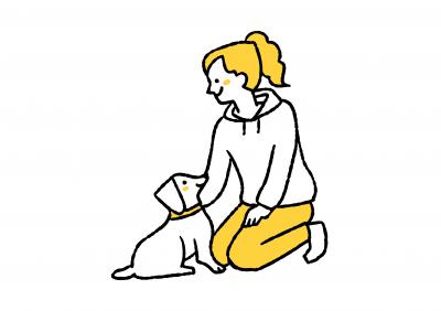 犬をしつける女性のイラスト