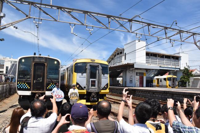 電留線内での記念撮影