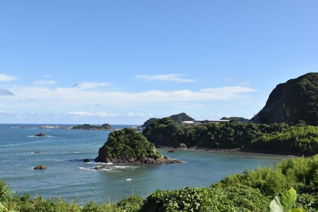 島を左から見た全景写真