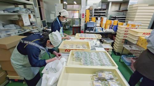 カステラ工房での職場体験