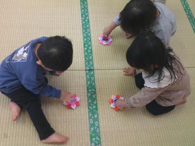 くるくる回ったよ（手作りこま）