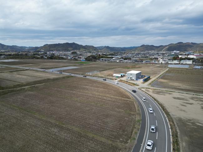 市道貝渚大里線の空撮写真