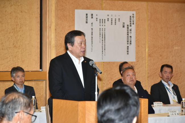 最高顧問の衆議院議員 浜田 靖一氏の挨拶