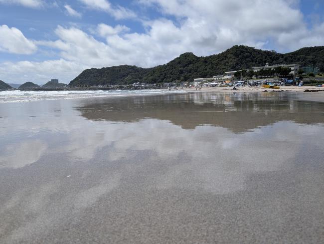 城崎海水浴場の海面の様子