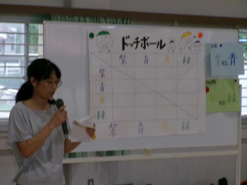 説明する保護者の方